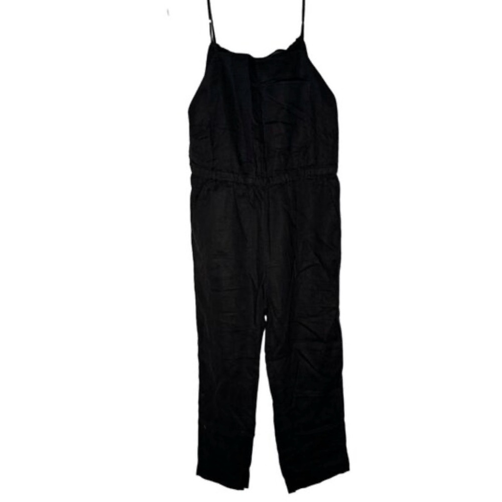 Everlane The Shoestring Apron Linen Jumpsuit Black XL